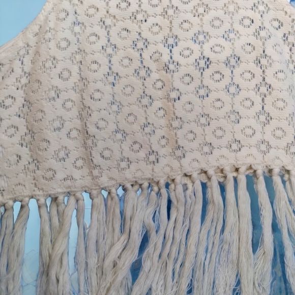 Y2K A & F Cropped Beaded Embroidered Fringed Lace Top Halter Sz L New W Tags - Picture 7 of 10